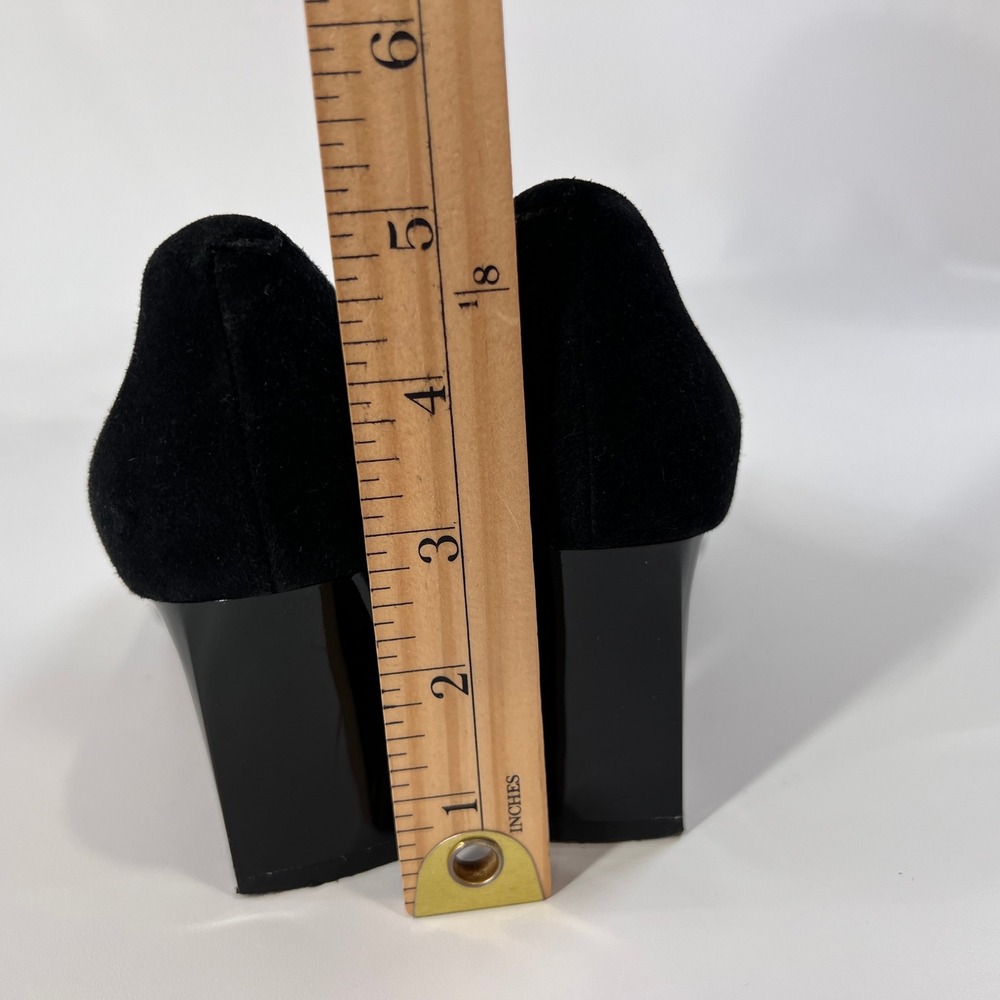 Boden Millie Courts Black Haircalf Leather Heels Size 37‎ Block HeelLoafer Style - Picture 8 of 10